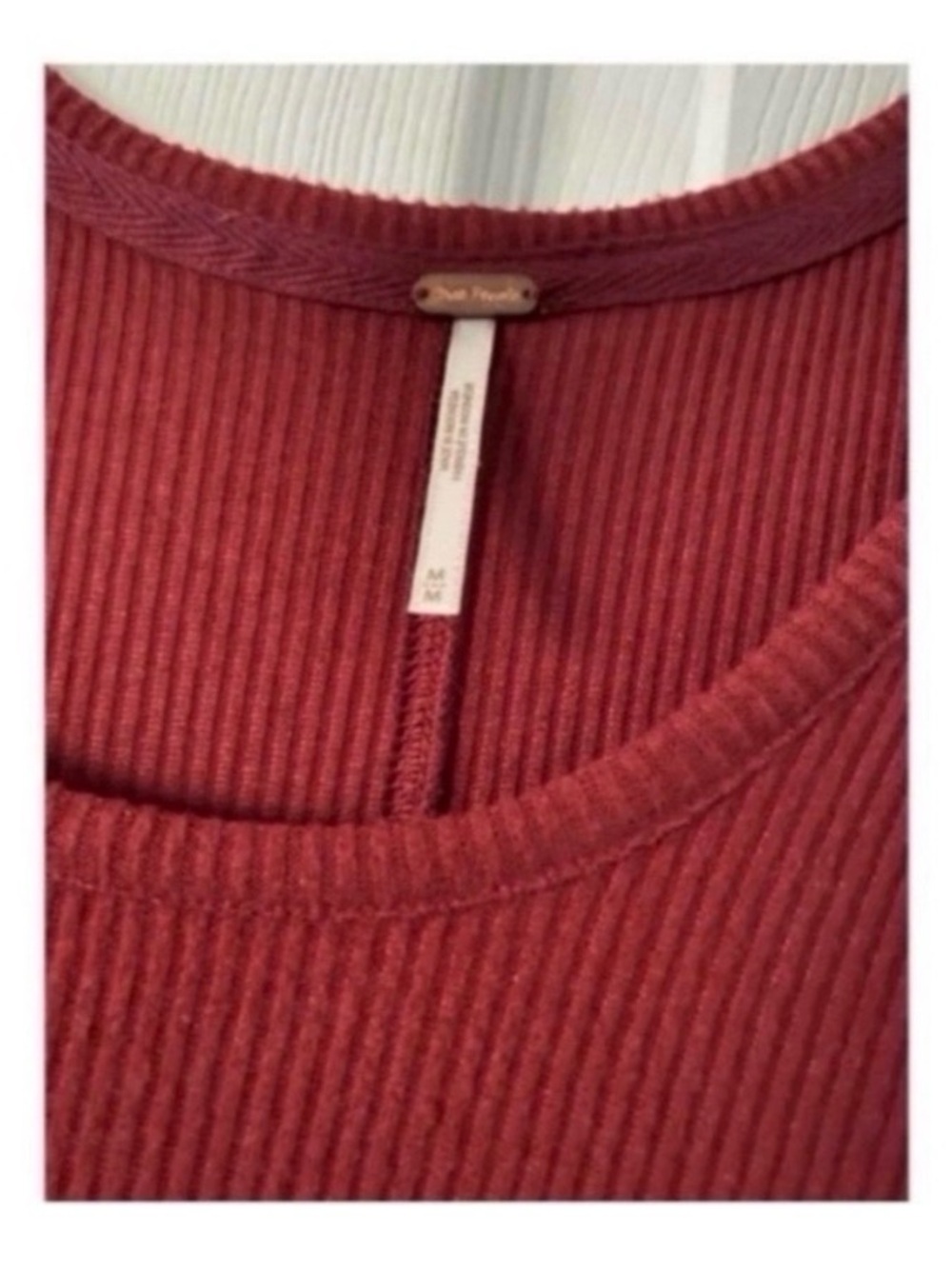 FREE PEOPLE BURGUNDY RED RIBBED SWING DRESS - Picture 5 of 7